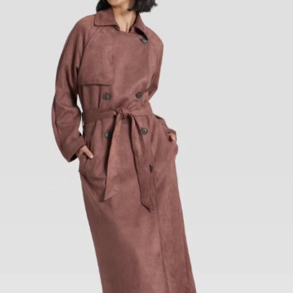 Women's Faux Suede Trench - Picture 1 of 4